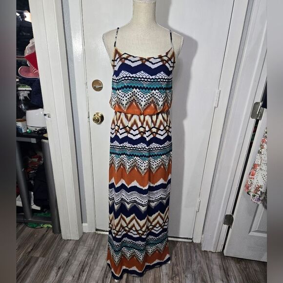 Bisou bisou print maxi dress sz 4 - Picture 1 of 10
